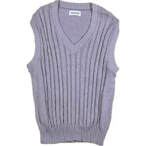 VTG MAXAM Taupe Cable Knit Sweater Vest Made in USA‎ Preppy Classic Mens Large